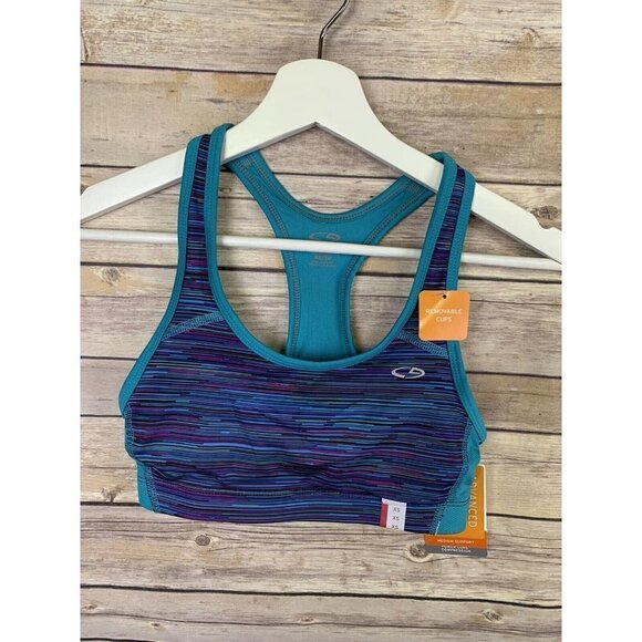 Champion NWT Womens XS Power Core Compression Sports Bra Removable Pads Teal - Picture 1 of 9